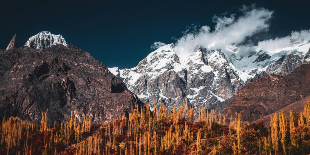 Snowy Mountains in Autumn