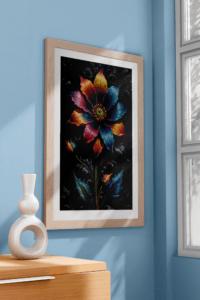 Experience the joy of spring with this dynamic daisy painting, its multicolored petals radiating warmth and happiness.
