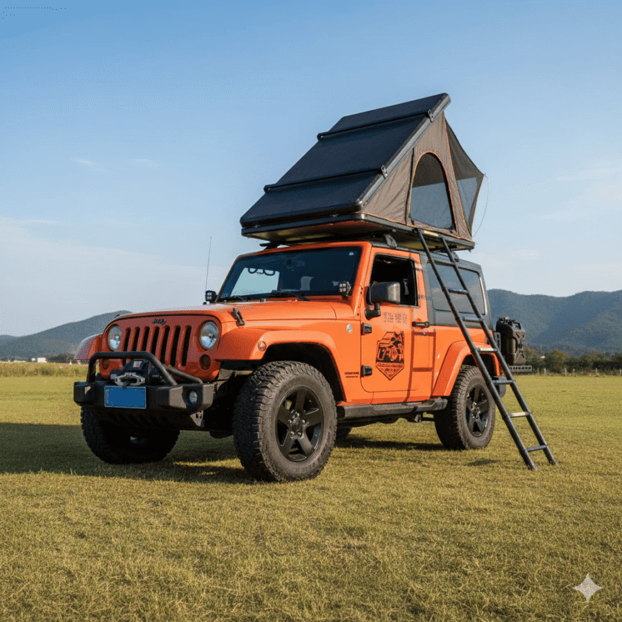 Triangle Clamshell Hard Shell Rooftop Tent for 4x4 & SUV Camping (2-4 Person)
