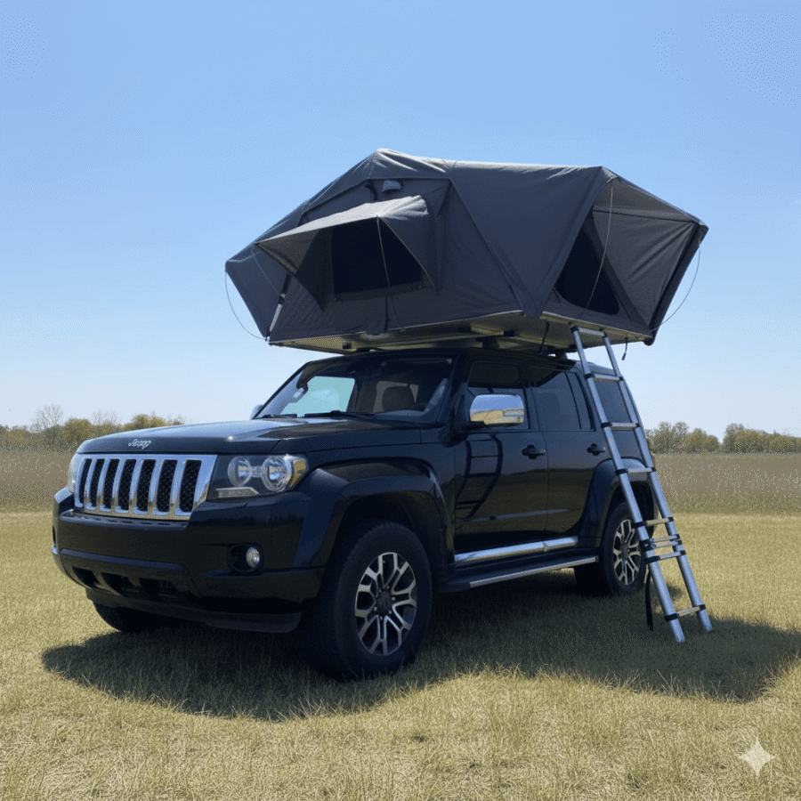 Flip Open Hard Shell Roof Top Tent for 4x4 Off-Road Camping (3-4 Persons)