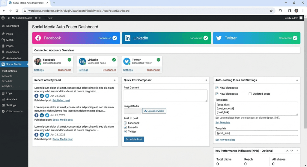 automated social publishing WordPress