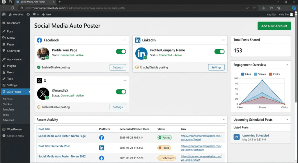 automated social publishing WordPress